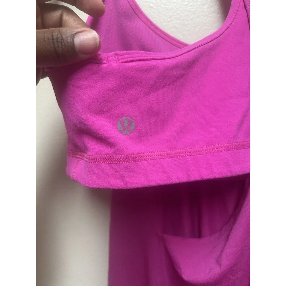 Lululemon No Limit Tank pink  Womens Size 8 build in bra GUC! - Picture 4 of 7